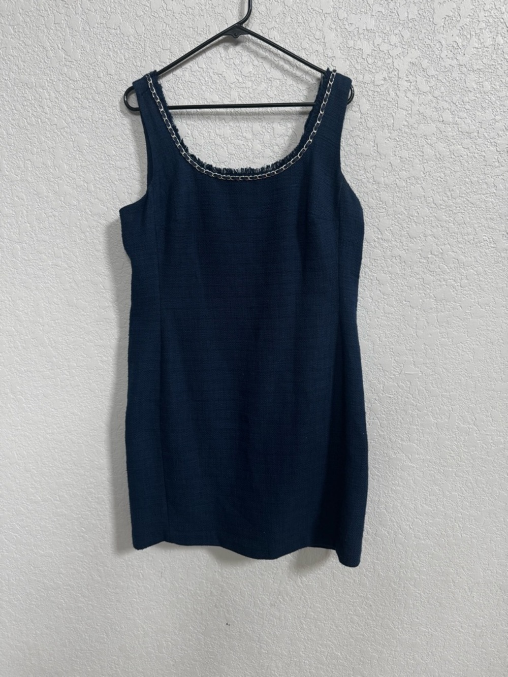 Karl Lagerfeld Navy Textured Chain-Trim Top